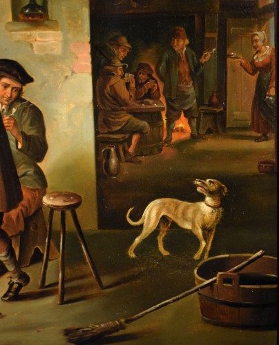 Fumeurs dans la taverne - Ecole flamande du XIXe siècle - Louis-Philippe